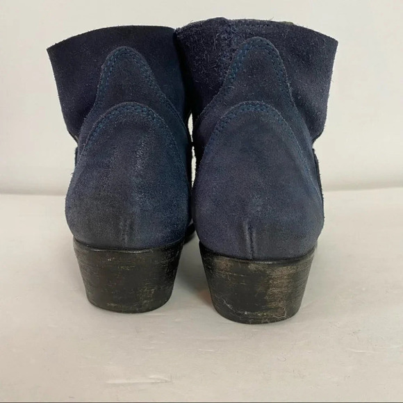 Barney’s New York Blue Suede Distressed Slip On Booties Size 7 Euro 37.5 Boots - Picture 7 of 14